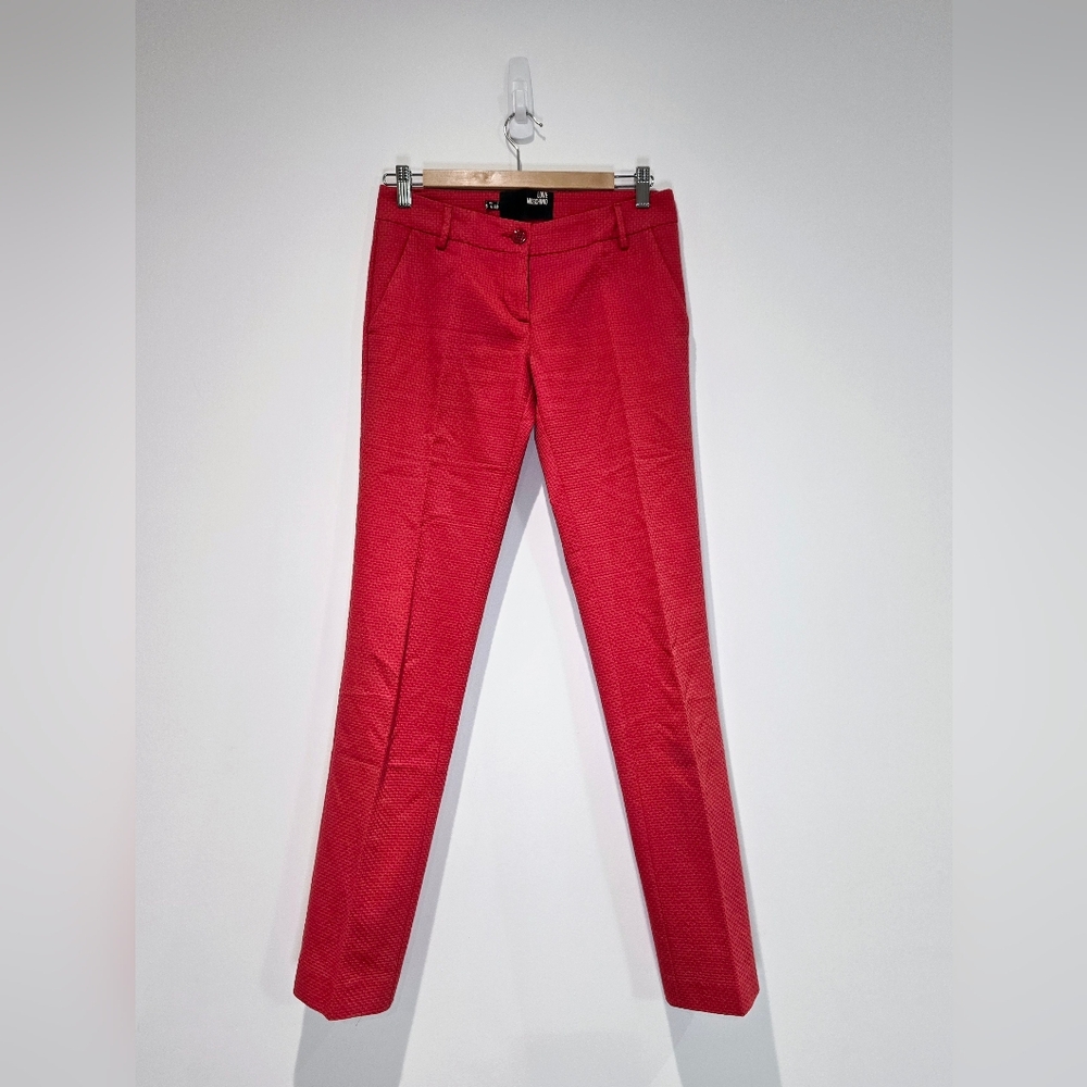 Love Moschino Stylish Red Slim-Fit Pants Size 40 IT Madr In Italy